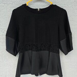 Gracia top faux leather peplum top